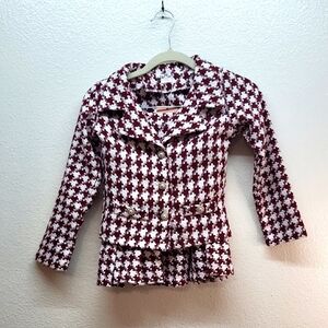 Kids Houndstooth Matching Set - Red and White
